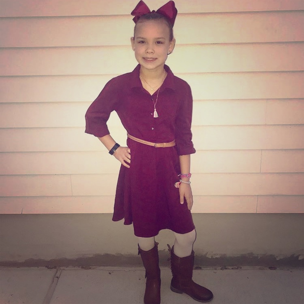 Justice Maroon Belted Dress